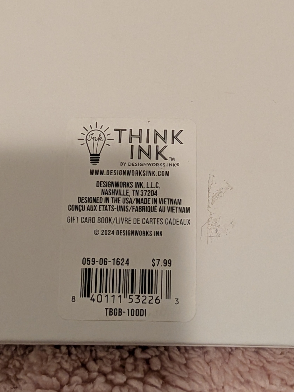 DesignWorks Ink White Gift Card Book - Picture 3 of 5